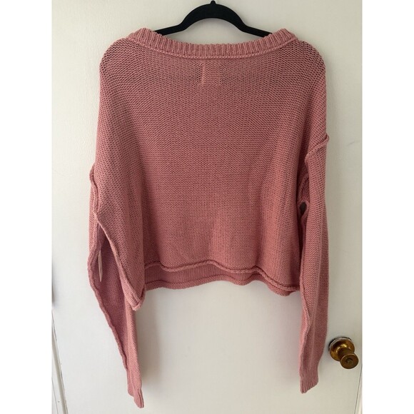 We The Free Women’s S Sweater Pink Oversized Cropped Long Sleeve Top NWT - Picture 5 of 9